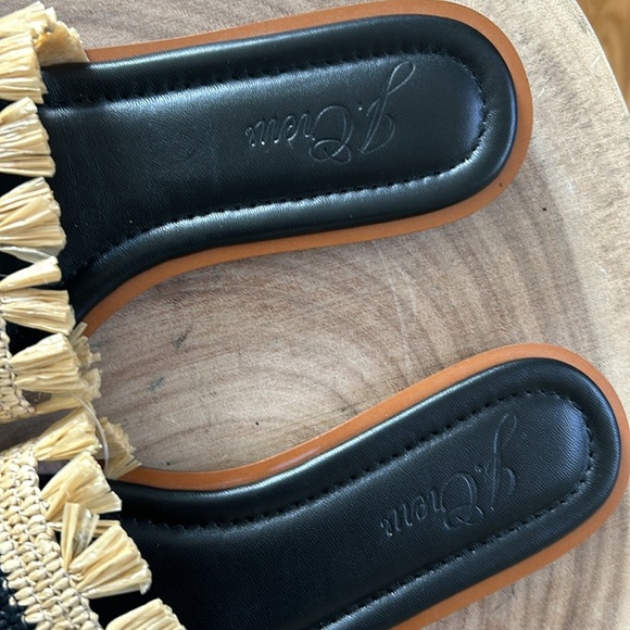 J. Crew Sorrento woven sandal with raffia fringe Black and natural Size 6.5 - Picture 5 of 9